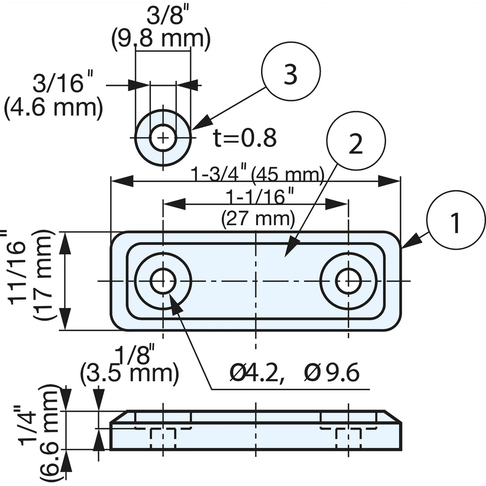 Sugatsune MC-MSH45BU: 45mm Sealed Magnetic Catch - Blue