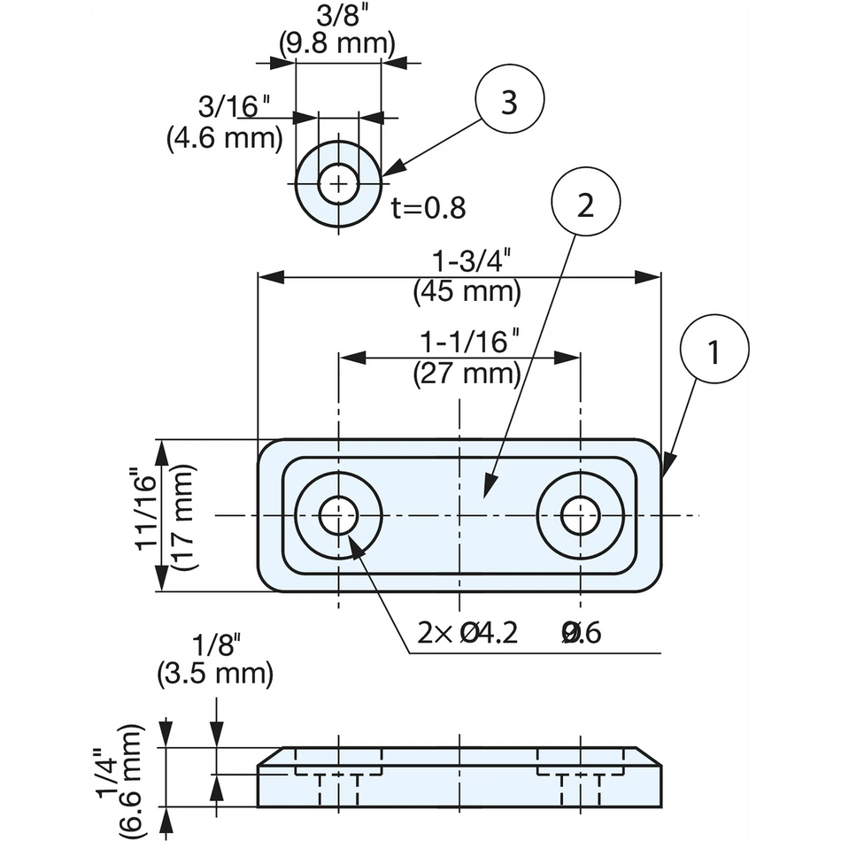 Sugatsune MC-MS45DGR: 45mm Sealed Magnetic Catch - Dark Grey