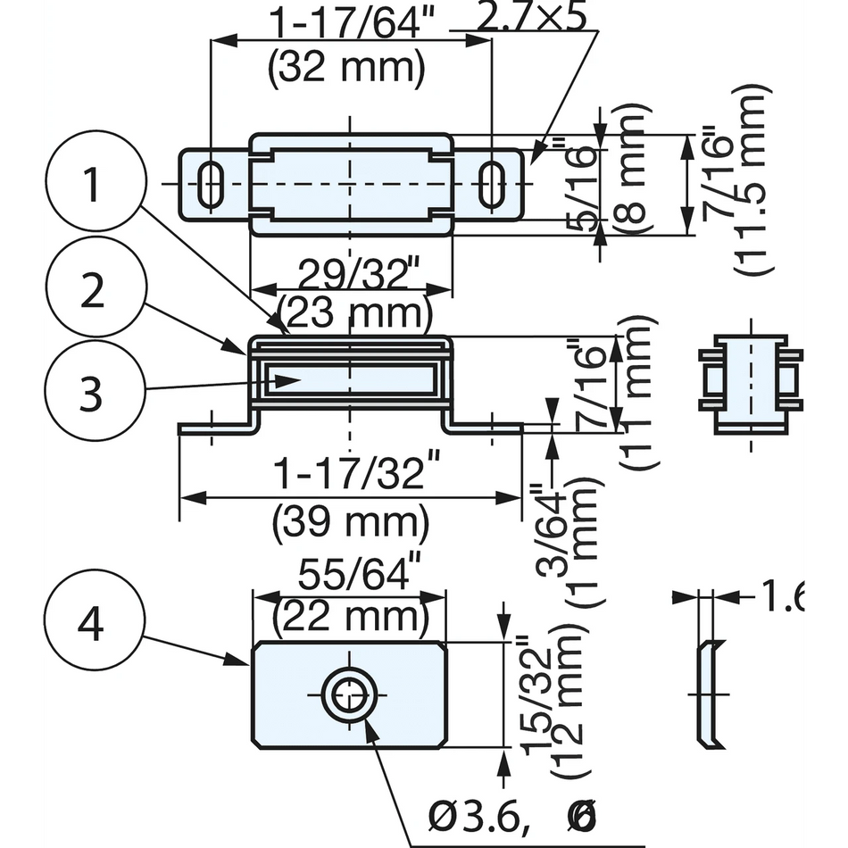 Sugatsune MC-SM10: 39mm Magnetic Catch - Anodized Aluminum