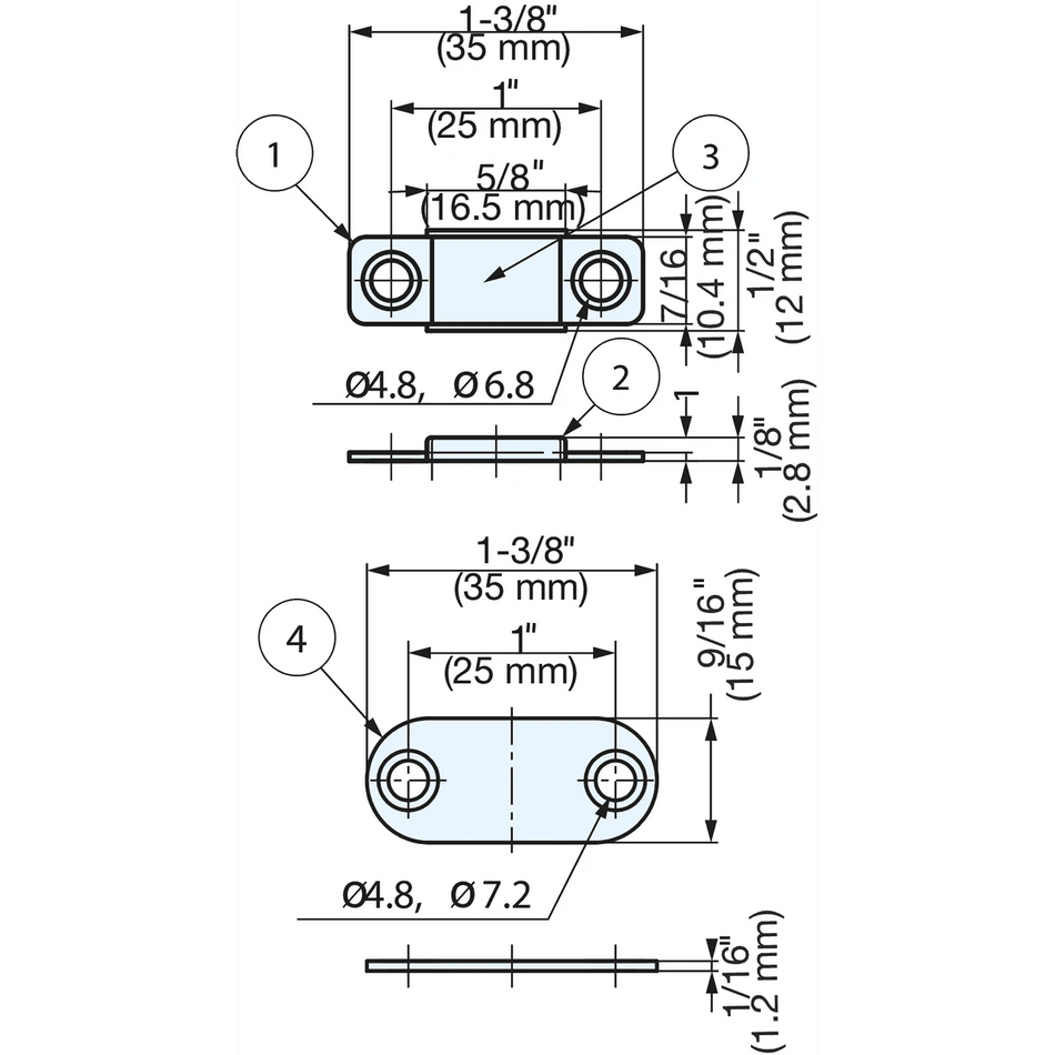 Sugatsune MC-YN016HPP-15: 35mm Ultra-Thin Magnetic Catch - Polished Stainless Steel