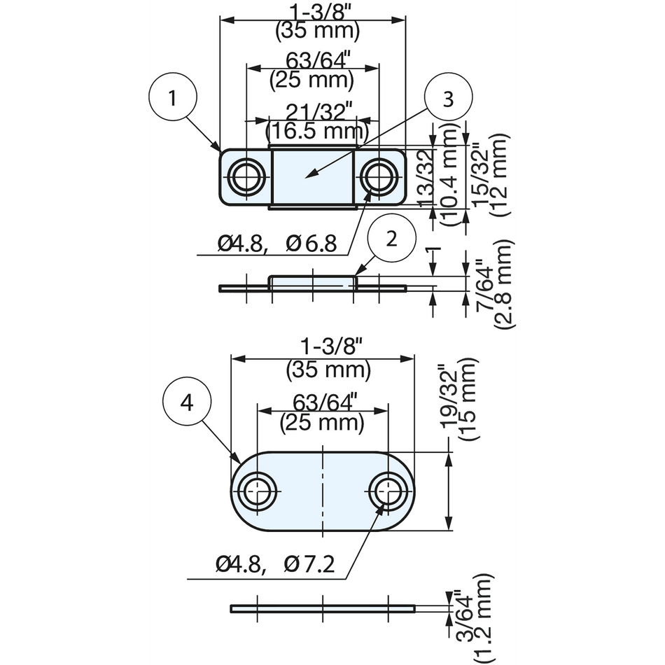 Sugatsune MC-YN016HPP-27: 35mm Ultra-Thin Magnetic Catch - Polished Stainless Steel