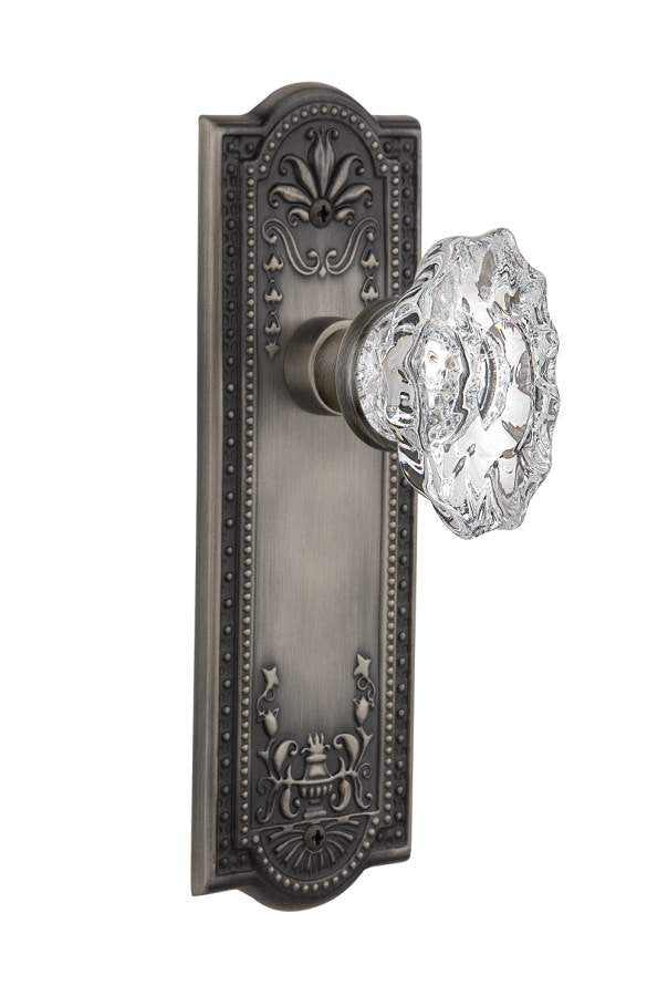 Nostalgic 713635: Meadows Backplate w/Chateau Knob Passage Door Set - Antique Pewter
