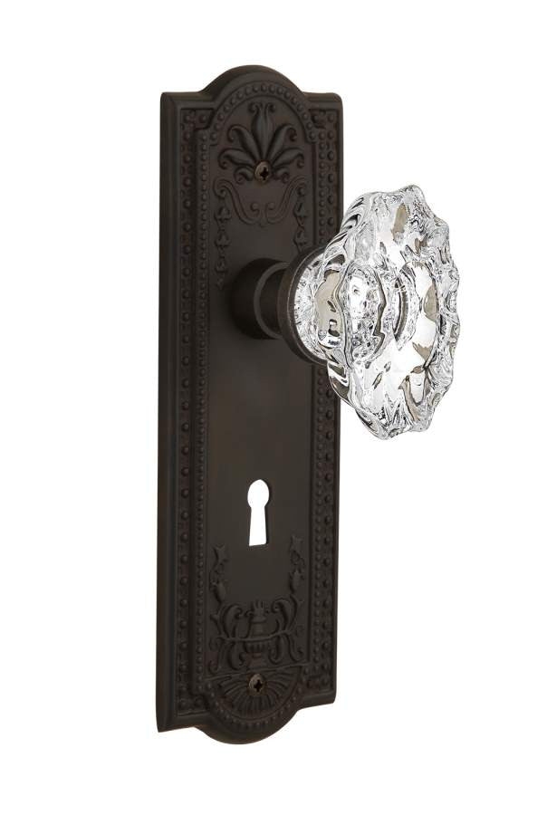 Nostalgic 713783: Meadows Backplate w/Chateau Knob Single Dummy Door Set - Oil-Rubbed Bronze