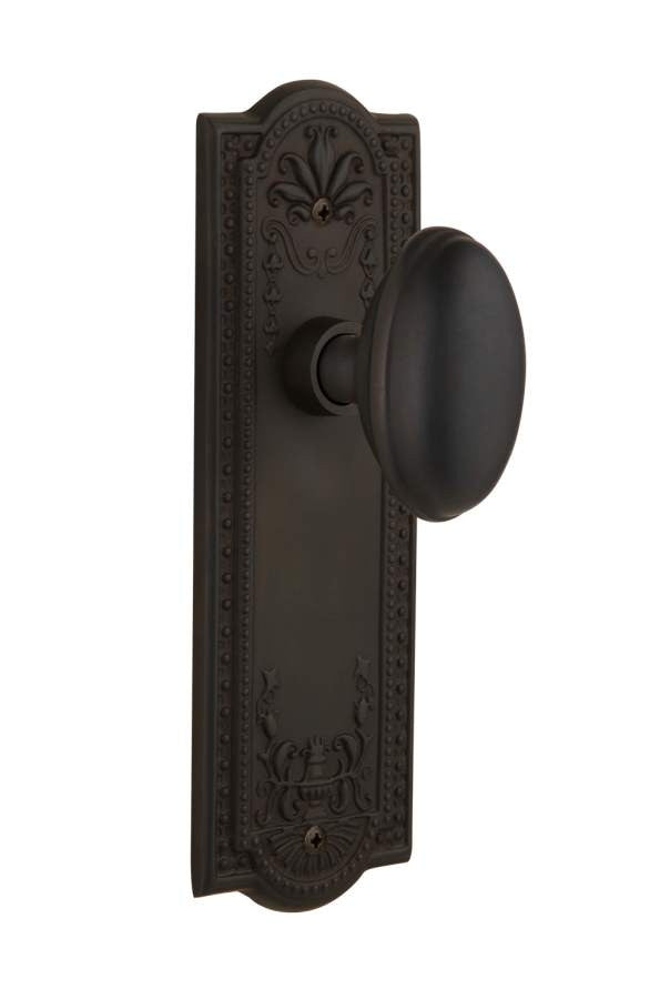 Nostalgic 704341: Meadows Backplate w/Homestead Knob Single Dummy Door Set - Oil-Rubbed Bronze