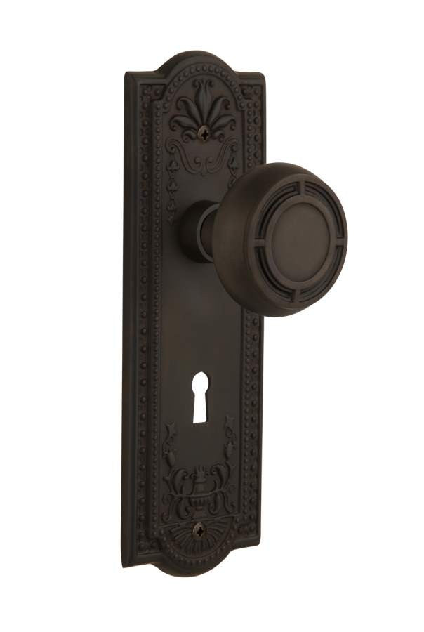 Nostalgic 716684: Meadows Backplate w/Mission Knob Single Dummy Door Set - Oil-Rubbed Bronze