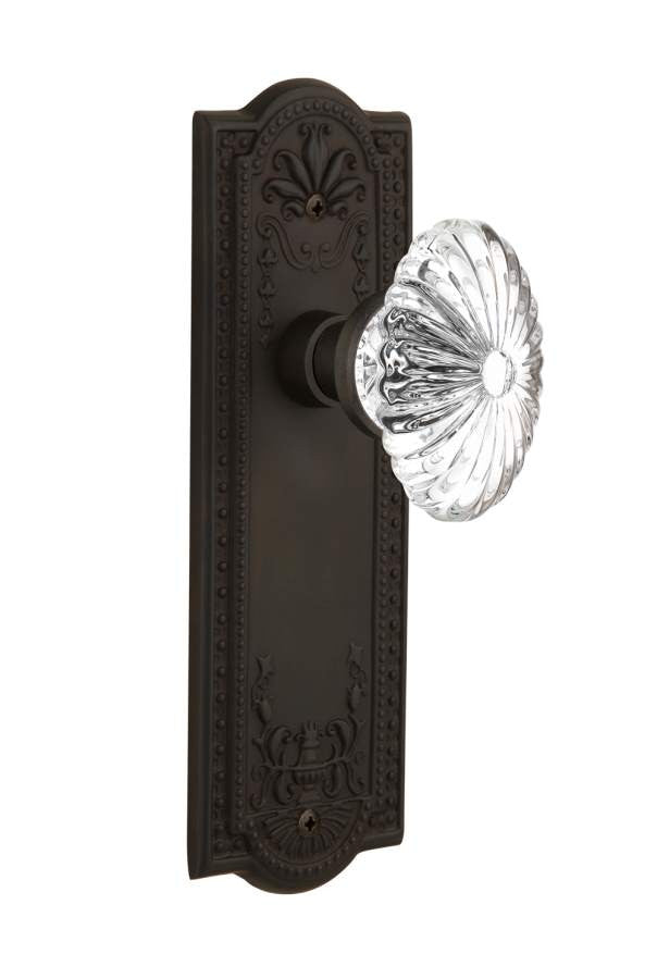 Nostalgic 711873: Meadows Backplate w/Oval Fluted Clear Glass Crystal Knob Single Dummy Door Set - Oil-Rubbed Bronze