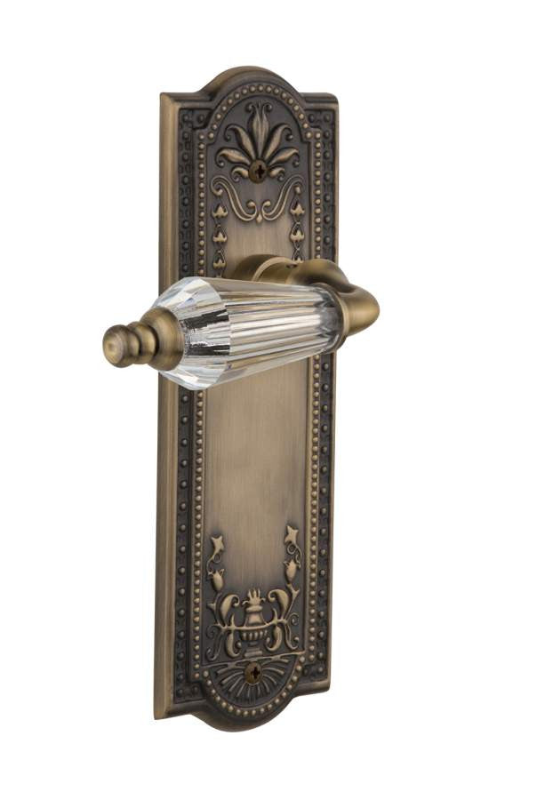 Nostalgic 714084: Meadows Backplate w/Parlour Lever Passage Door Set - Antique Brass