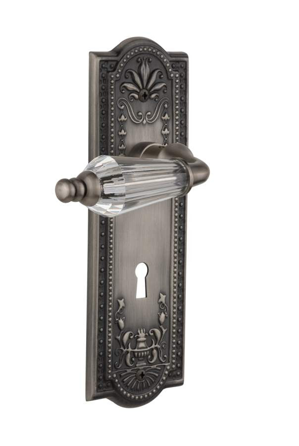 Nostalgic 714430: Meadows Backplate w/Parlour Lever Privacy Door Set - Antique Pewter