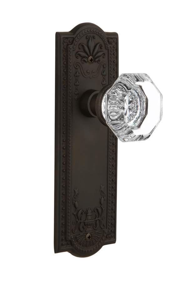 Nostalgic 704377: Meadows Backplate w/Waldorf Knob Passage Door Set - Oil-Rubbed Bronze