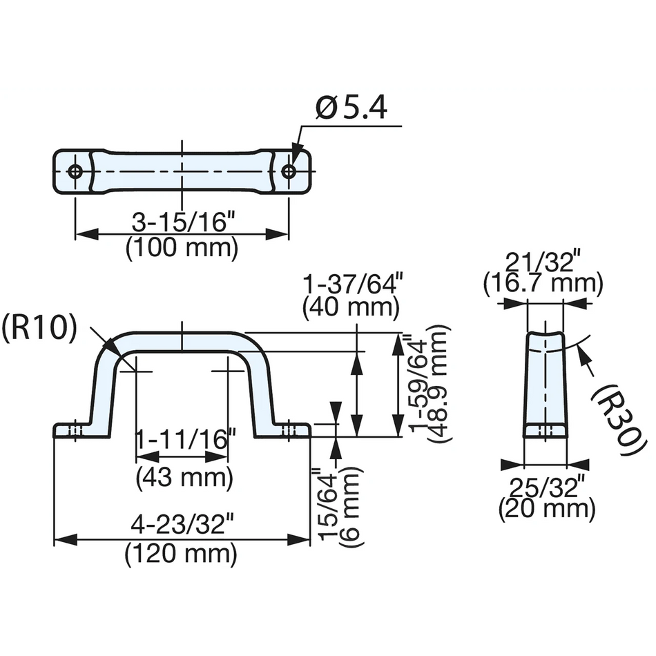 Sugatsune MH-P120: 100mm cc Cabinet Handle - Clear PVC