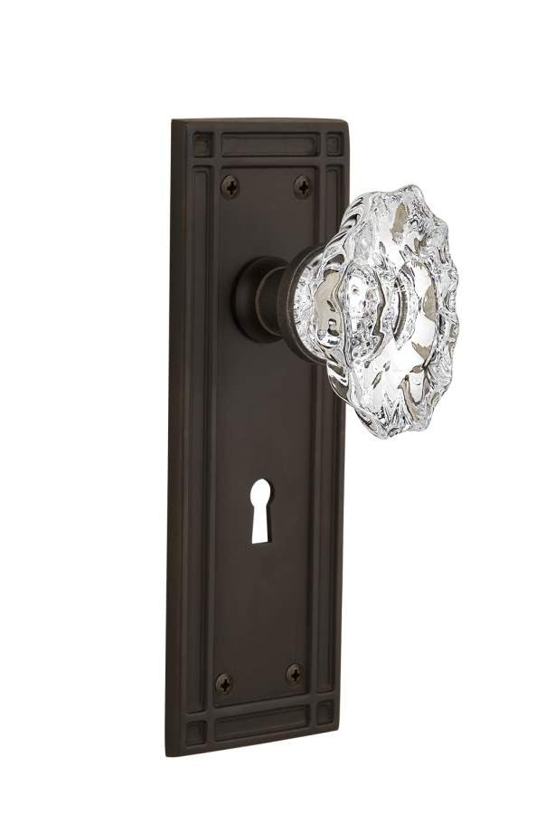 Nostalgic 713807: Mission Backplate w/Chateau Knob Single Dummy Door Set - Oil-Rubbed Bronze