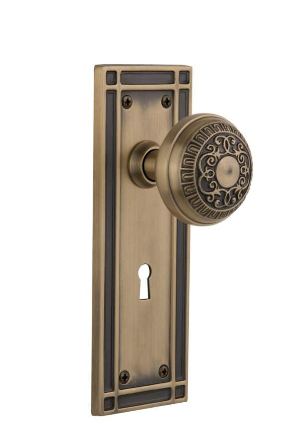 Nostalgic 716322: Mortise Mission Plate w/ Egg and Dart Knob - Antique Brass