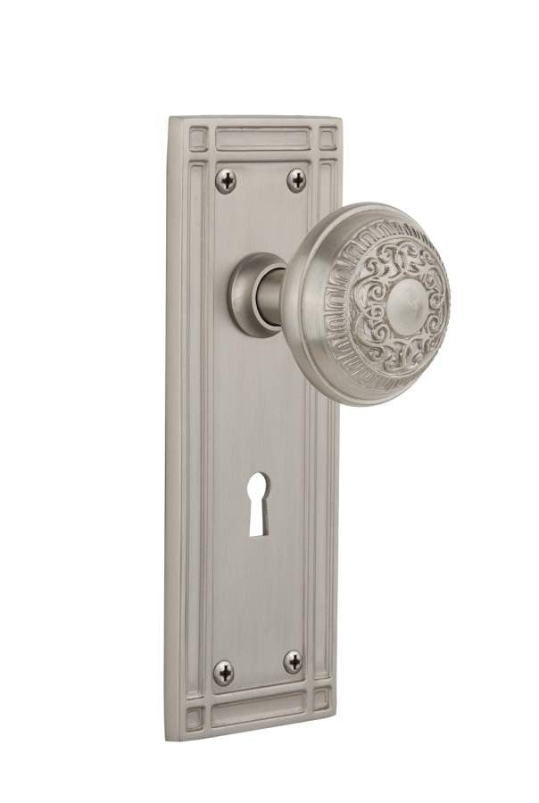 Nostalgic 716325: Mortise Mission Plate w/ Egg and Dart Knob - Satin Nickel