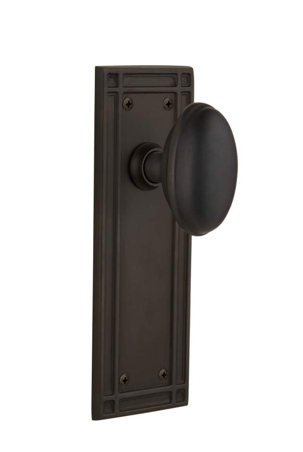 Nostalgic 716200: Mission Backplate w/Homestead Knob Privacy Door Set - Oil-Rubbed Bronze