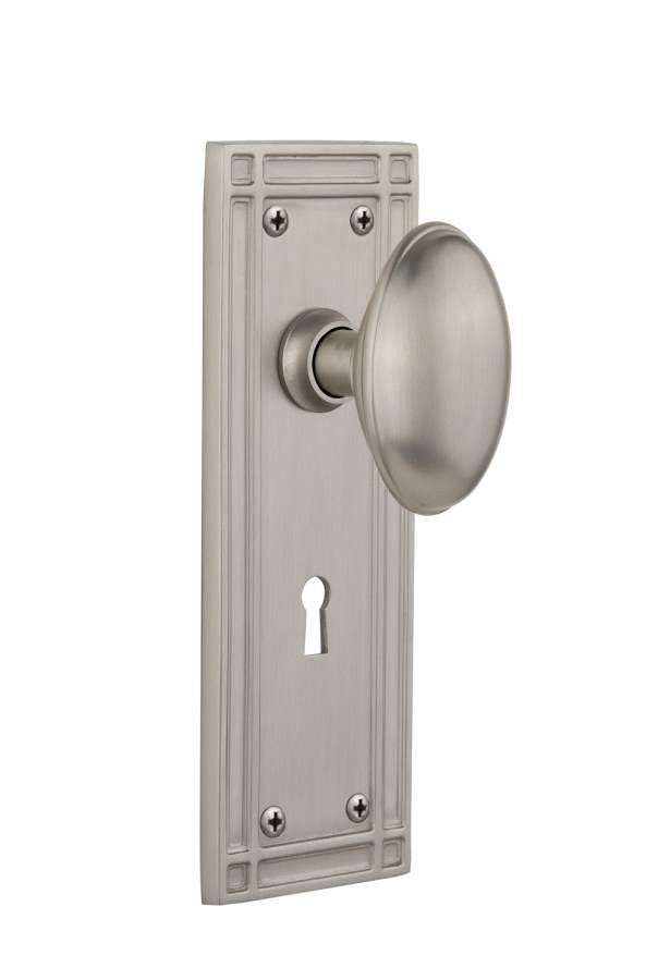 Nostalgic 716009: Mission Backplate w/Homestead Knob Single Dummy Door Set - Satin Nickel