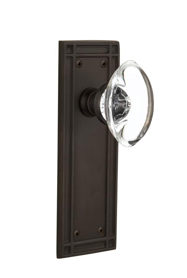 Nostalgic 715976: Mission Backplate w/Oval Clear Glass Crystal Knob Single Dummy Door Set - Oil-Rubbed Bronze