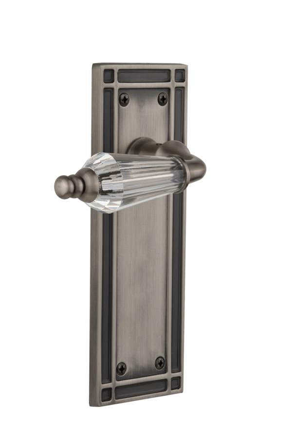 Nostalgic 714414: Mission Backplate w/Parlour Lever Privacy Door Set - Antique Pewter