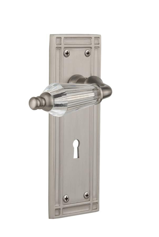 Nostalgic 714456: Mission Backplate w/Parlour Lever Privacy Door Set - Satin Nickel