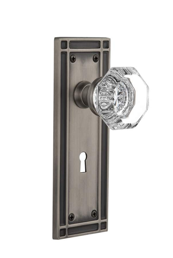 Nostalgic 716279: Mission Backplate w/Waldorf Knob Privacy Door Set - Antique Pewter