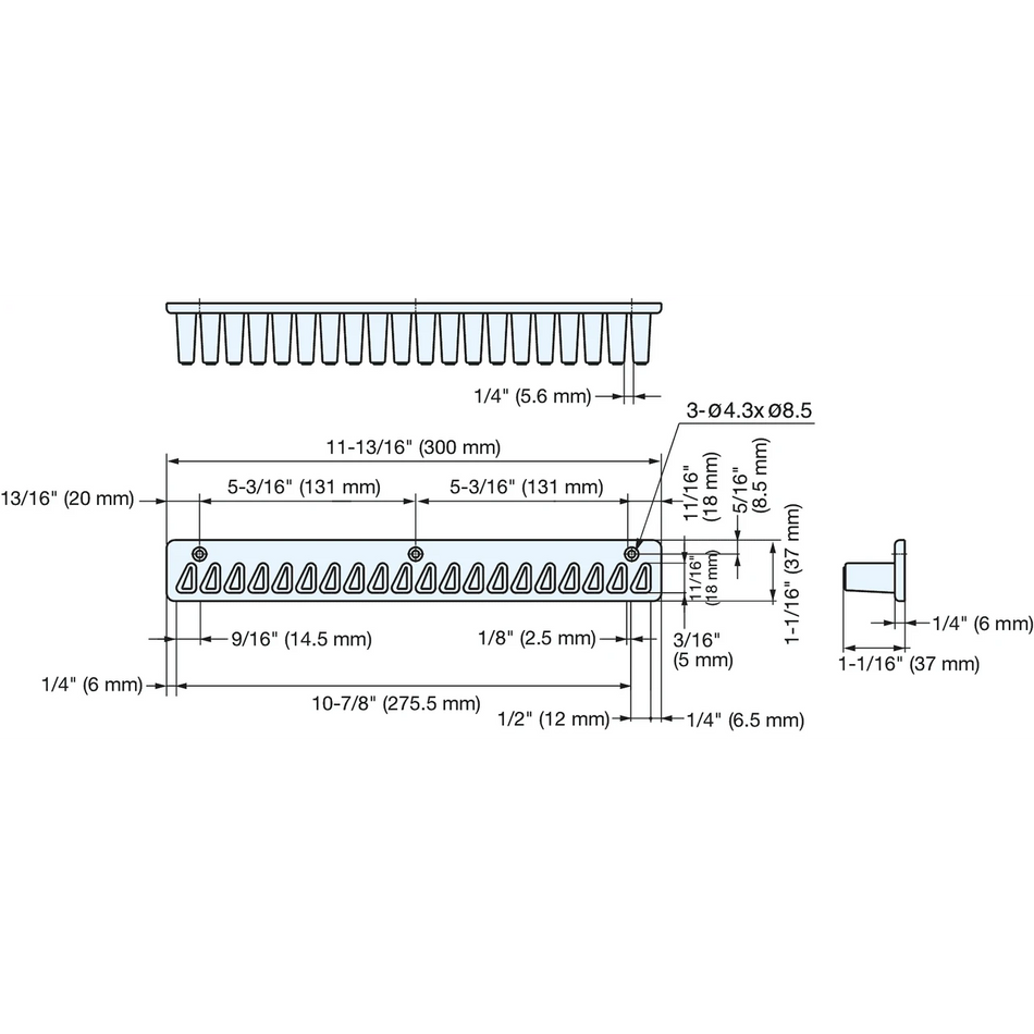 Sugatsune MST-20BL: 300mm Wall Mount Tie Rack - Brown