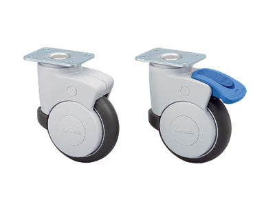 Sugatsune MX-125PS: 159mm Plate Swivel Caster w/Dual Brake - Grey