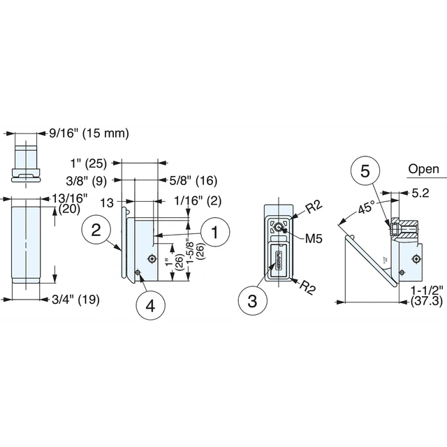 Sugatsune NF-45DB: Bracket for NF-45D Series Recessed Hook - Zinc Chromate