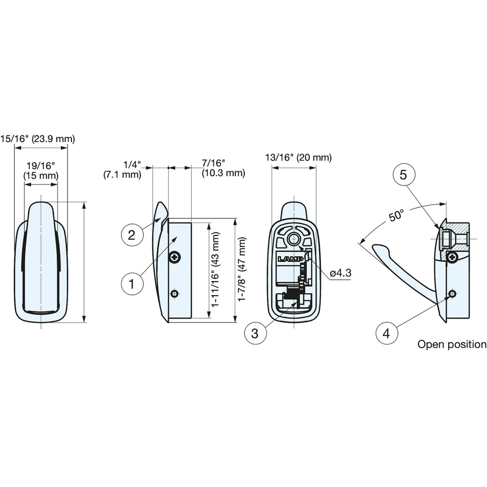 Sugatsune NF-47D-WT: 47mm Folding Hook - White