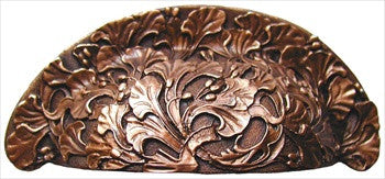 Notting Hill NHBP-802-AC: 3" cc Florid Leaves Cup Cabinet Pull - Antique Copper