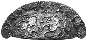 Notting Hill NHBP-802-AP: 3" cc Florid Leaves Cup Cabinet Pull - Antique Pewter