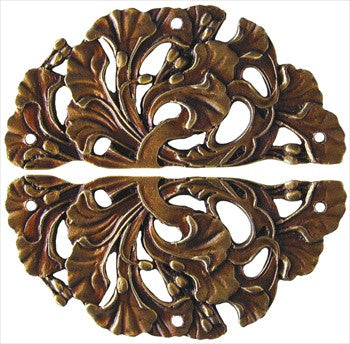 Notting Hill NHH-902-AB: Florid Leaves Cabinet Hinge Plate (pair) - Antique Brass