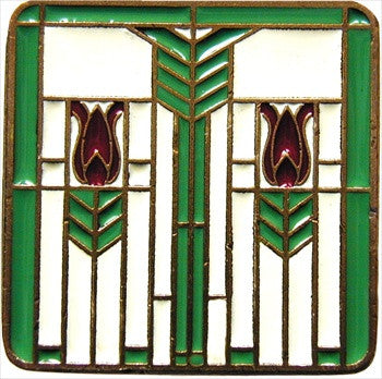 Notting Hill NHK-117-AB-A: Prairie Tulips Cabinet Knob - Spring Green/Antique Brass
