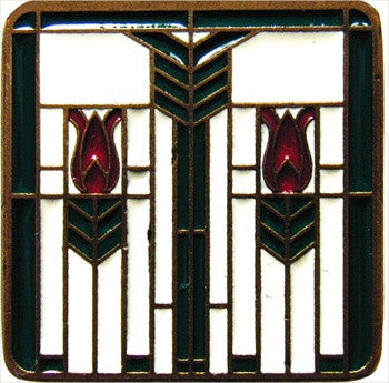 Notting Hill NHK-117-AB-C Prairie Tulips/Evergreen Knob - Antique Brass (Enameled)