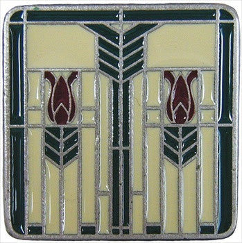 Notting Hill NHK-117-AP-C: Prairie Tulips Cabinet Knob - Evergreen/Antique Pewter