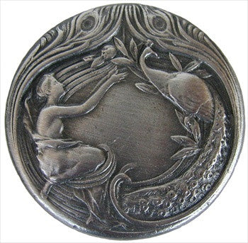 Notting Hill NHK-123-AP: Peacock Lady Cabinet Knob - Antique Pewter