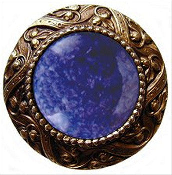 Notting Hill NHK-124-AB-BS: Victorian Jewel Cabinet Knob - Blue Sodalite/Antique Brass
