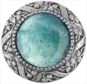 Notting Hill NHK-124-AP-GA: Victorian Jewel Cabinet Knob - Green Aventurine/Antique Pewter