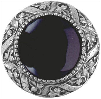 Notting Hill NHK-124-AP-O: Victorian Jewel Cabinet Knob - Black Onyx/Antique Pewter