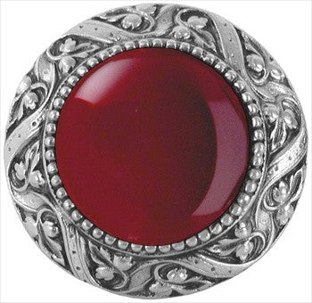 Notting Hill NHK-124-AP-RC: Victorian Jewel Cabinet Knob - Red Carnelian/Antique Pewter