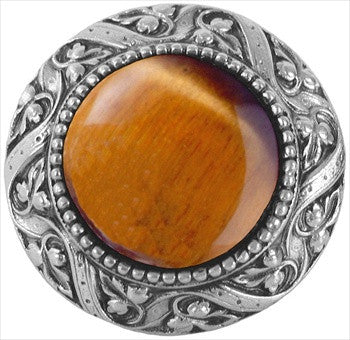 Notting Hill NHK-124-AP-TE: Victorian Jewel Cabinet Knob - Tiger Eye/Antique Pewter