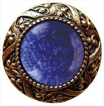 Notting Hill NHK-124-G-BS: Victorian Jewel Cabinet Knob - Blue Sodalite/24K Gold Plate