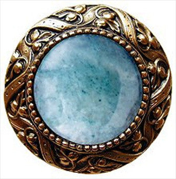 Notting Hill NHK-124-G-GA: Victorian Jewel Cabinet Knob - Green Aventurine/24K Gold Plate