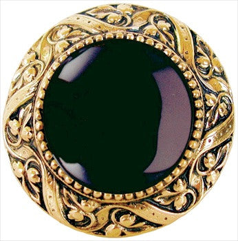 Notting Hill NHK-124-G-O: Victorian Jewel Cabinet Knob - Black Onyx/24K Gold Plate