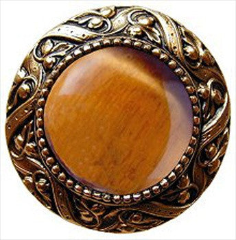 Notting Hill NHK-124-G-TE: Victorian Jewel Cabinet Knob - Tiger Eye/24K Gold Plate