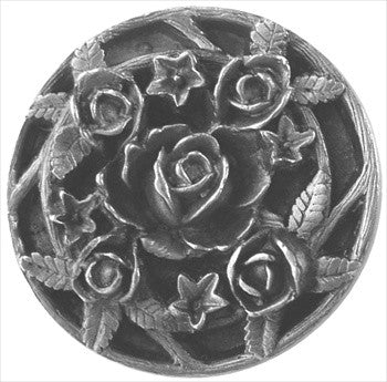 Notting Hill NHK-126-AP: Saratoga Rose Cabinet Knob - Antique Pewter