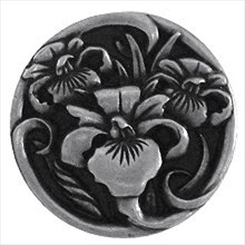 Notting Hill NHK-128-BP: River Iris Cabinet Knob - Brilliant Pewter