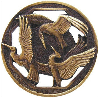 Notting Hill NHK-137-AB: Crane Dance Cabinet Knob - Antique Brass