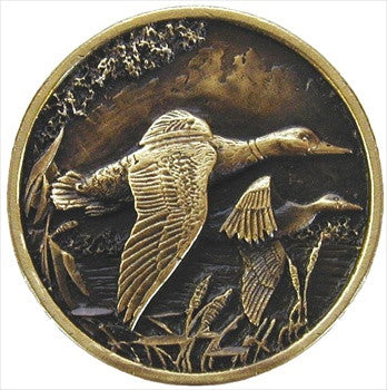Notting Hill NHK-141-AB: On The Wing (Ducks) Cabinet Knob - Antique Brass