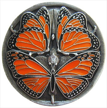 Notting Hill NHK-145-PE: Monarch Butterflies Cabinet Knob - Enameled Pewter
