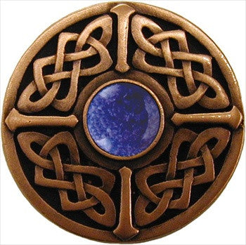 Notting Hill NHK-158-AC-BS: Celtic Jewel Cabinet Knob - Blue Sodalite/Antique Copper