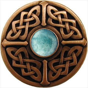 Notting Hill NHK-158-AC-GA: Celtic Jewel Cabinet Knob - Green Aventurine/Antique Copper
